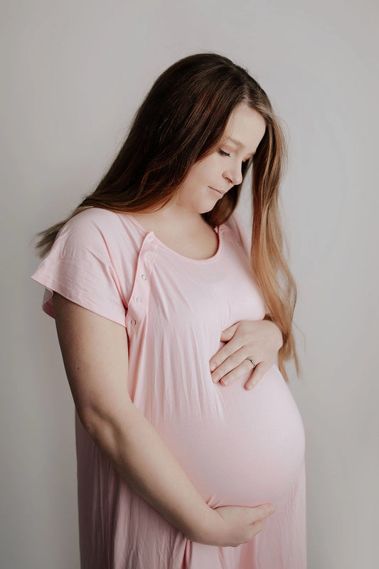 Maternity Mommy Labor and Delivery/ Nursing Gown - Light Pink