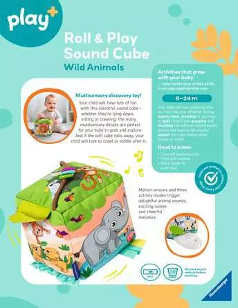 Roll and Play Sound Cube Wild Animals