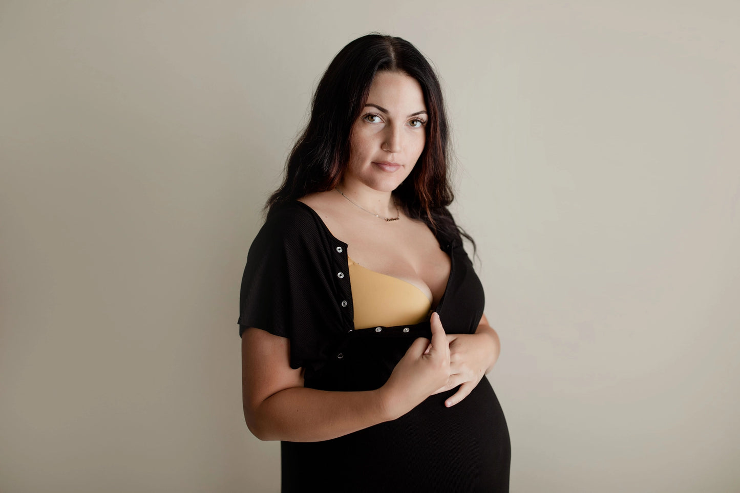 Maternity Mommy Labor and Delivery/ Nursing Gown - Black