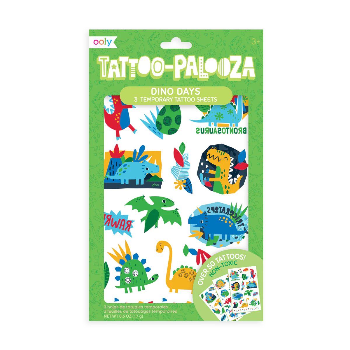 Tattoo-Palooza Temporary Tattoos - Dino Days - 3 Sheets