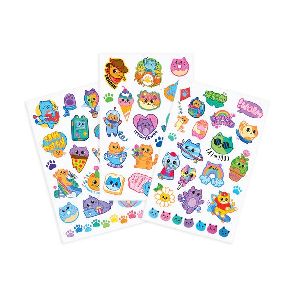 Tattoo-Palooza Temporary Tattoos - Colorful Cats - 3 Sheets