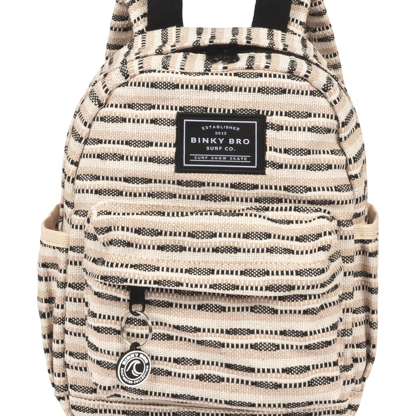 Kids Backpack (Black Striped Canvas)