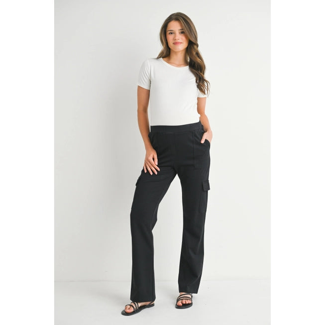 Straight Leg Ponte Knit Maternity Cargo Pants