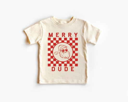 Merry Dude Checkered - Christmas Kids Tee