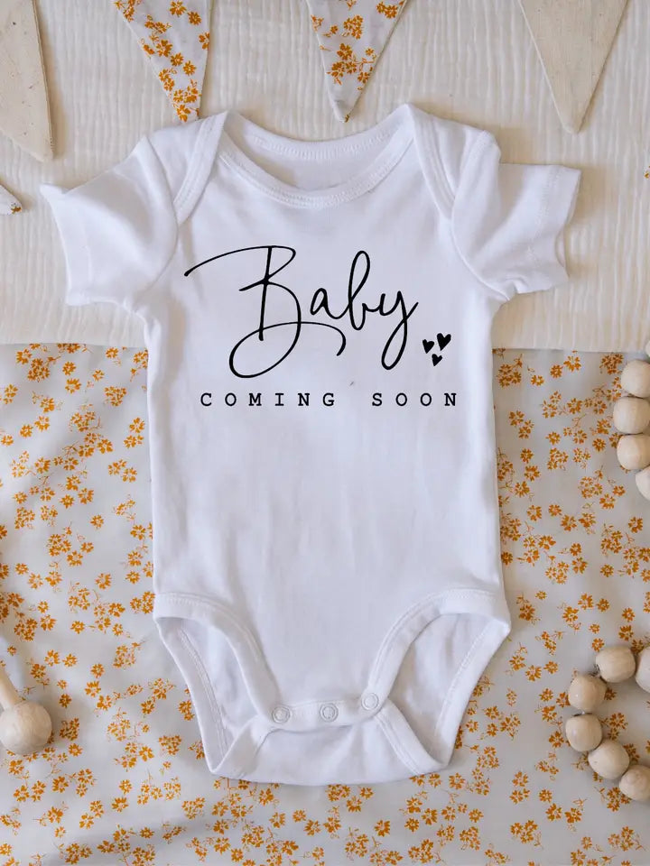 Baby Coming Soon Pregnancy Announcement Onesie – The Baby'z Room