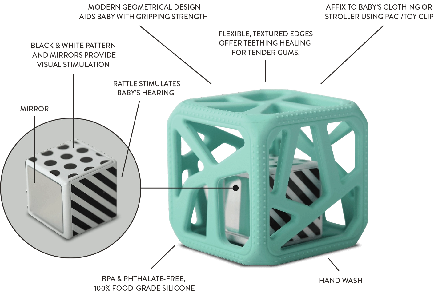 Chew Cube - Silicone Teether Rattle