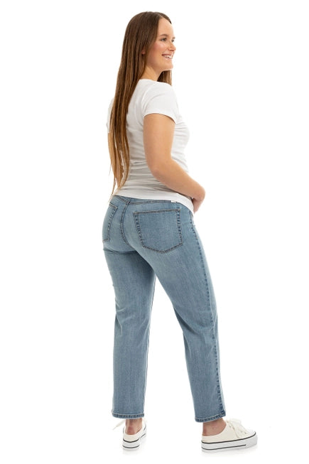 Maternity 28" High Rise Dad Jean w/ Bellyband in Flora