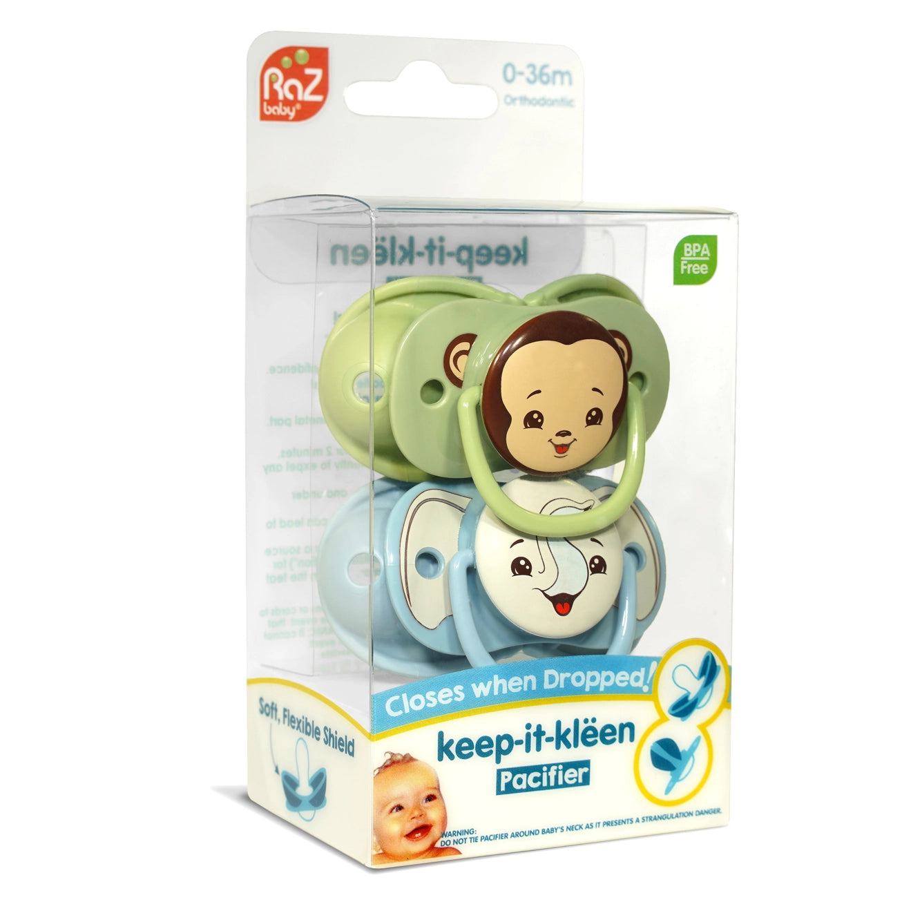 Keep-It-Kleen Pacifier 2PK - Elephant & Monkey