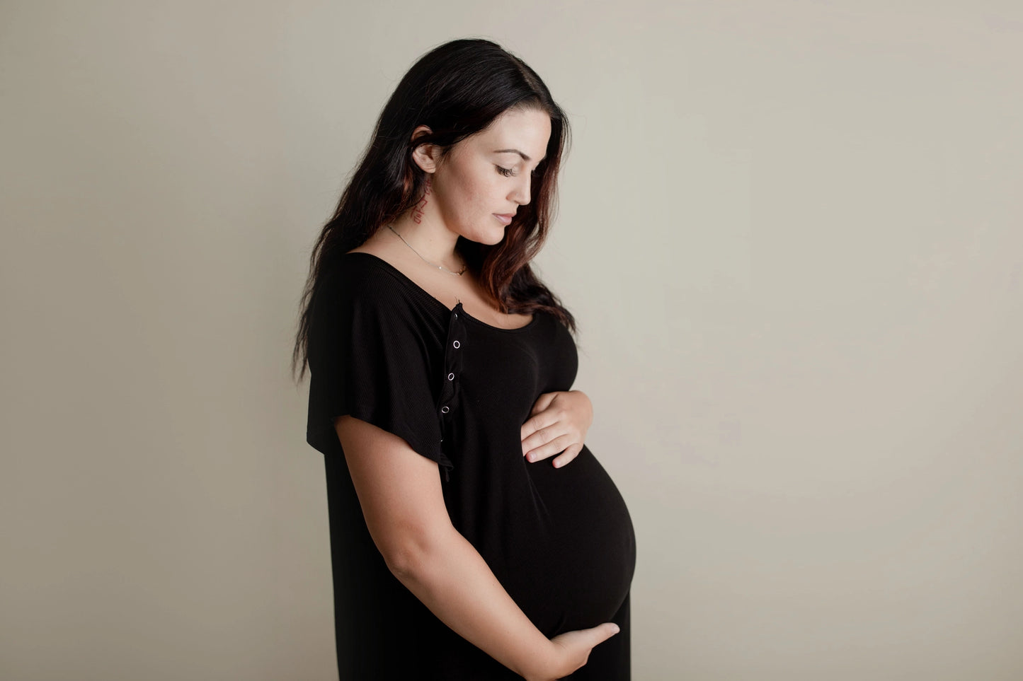 Maternity Mommy Labor and Delivery/ Nursing Gown - Black