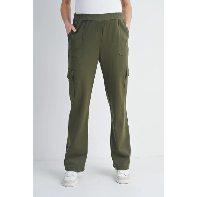Straight Leg Ponte Knit Maternity Cargo Pants