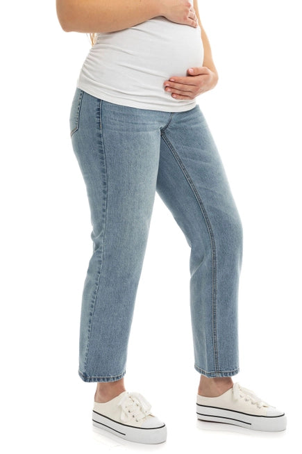 Maternity 28" High Rise Dad Jean w/ Bellyband in Flora