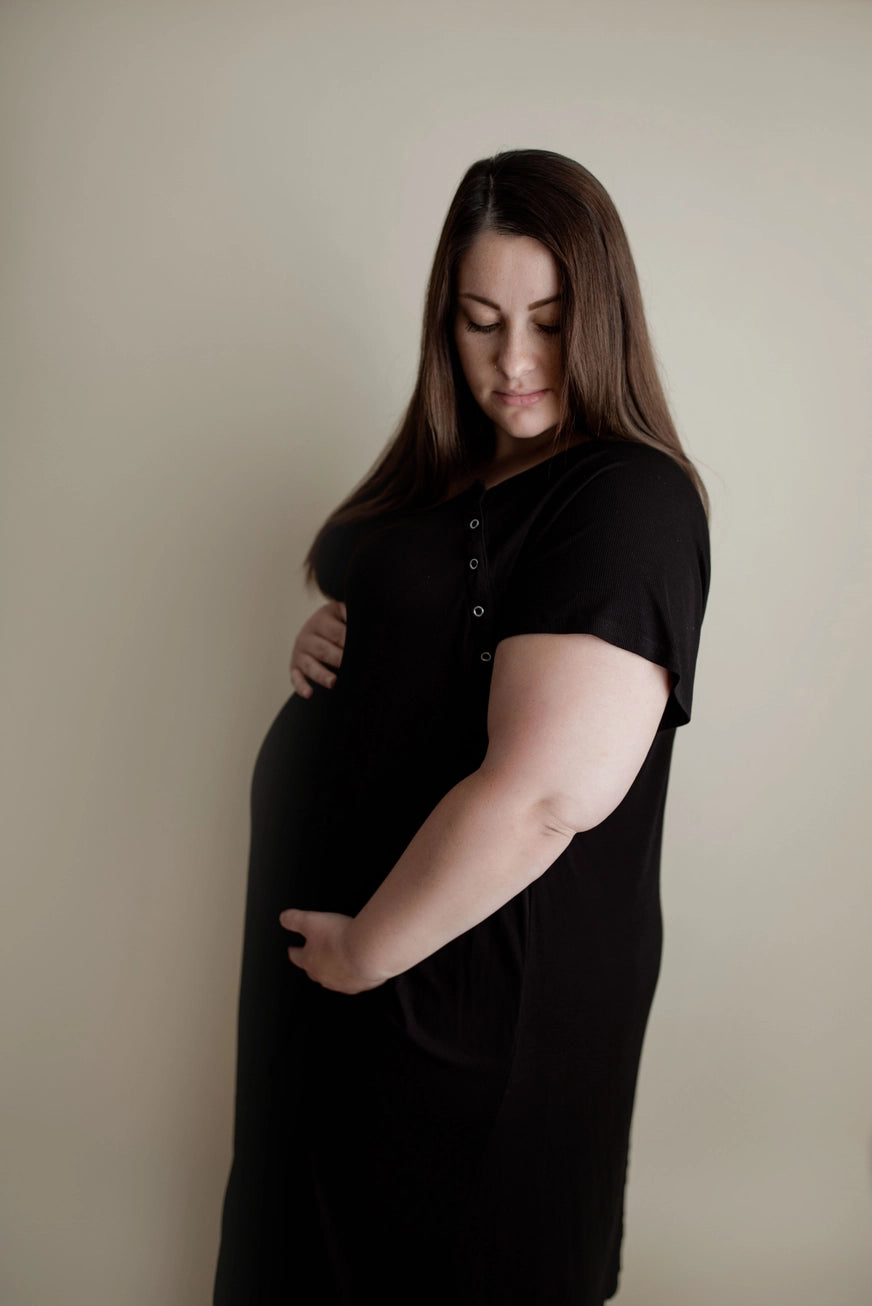 Maternity Mommy Labor and Delivery/ Nursing Gown - Black