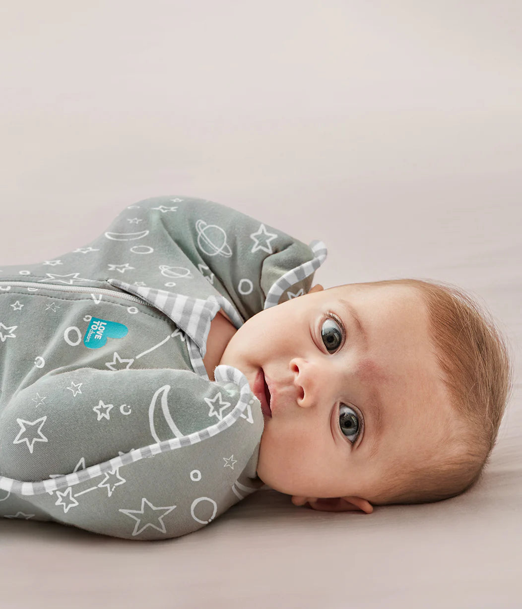 Swaddle Up 1.0 Tog Viscose From Bamboo - Olive Stars & Moon