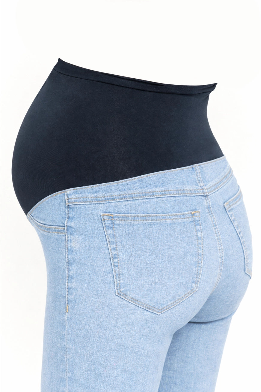 Maternity Roll Cuff Straight Leg Jean w/ Bellyband - Odelle