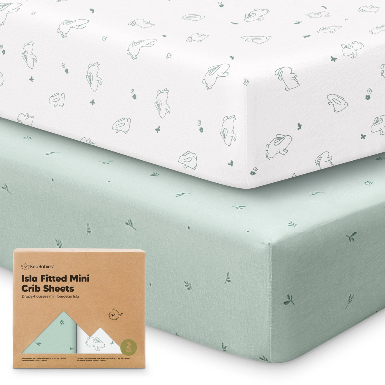 Isla Fitted Mini Crib Sheets, Pack and Play Sheet