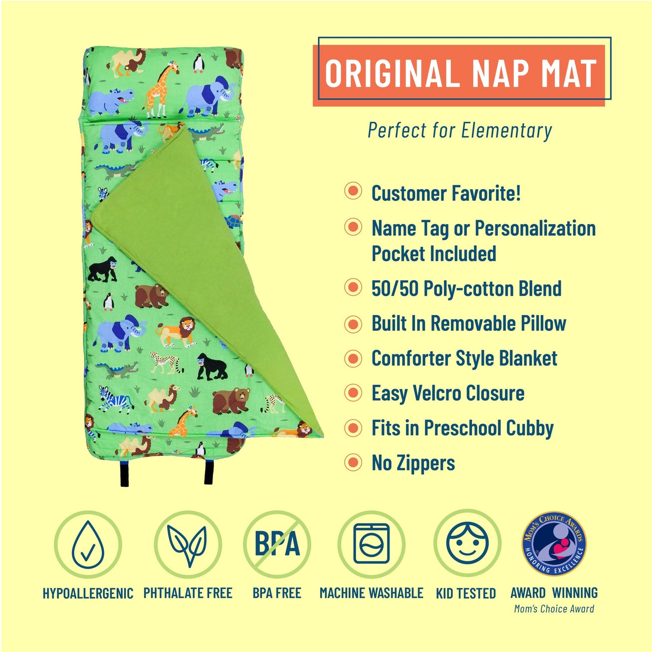 Wild Animals Original Nap Mat - Green