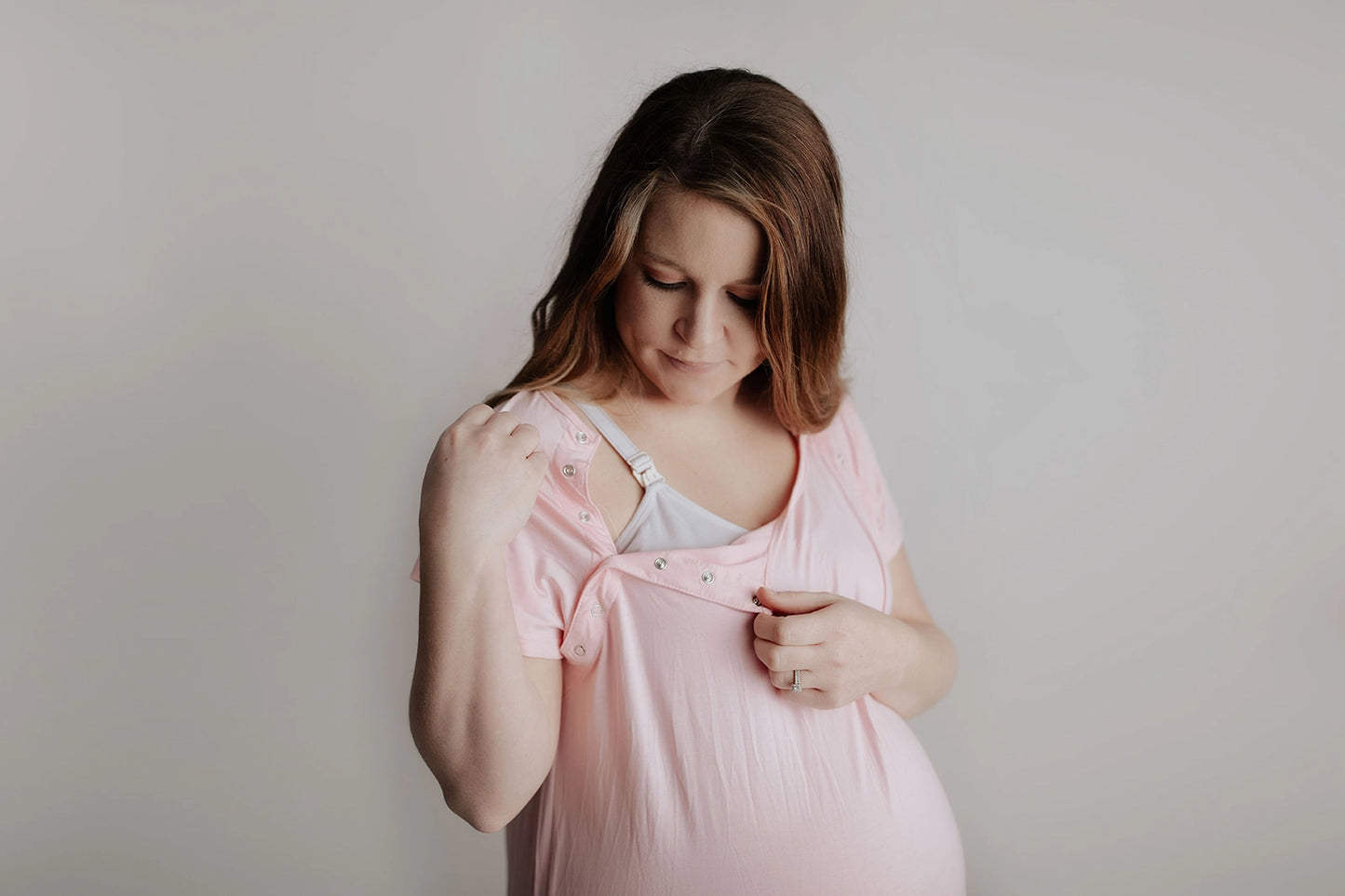 Maternity Mommy Labor and Delivery/ Nursing Gown - Light Pink