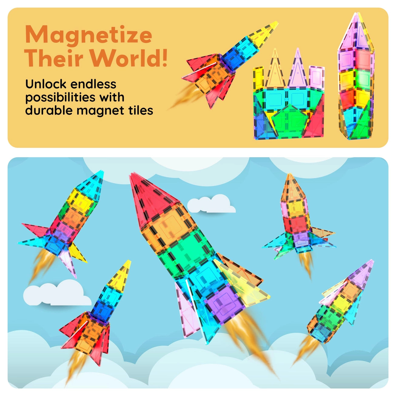 32pc Rocket Magnetic Tile Building Set