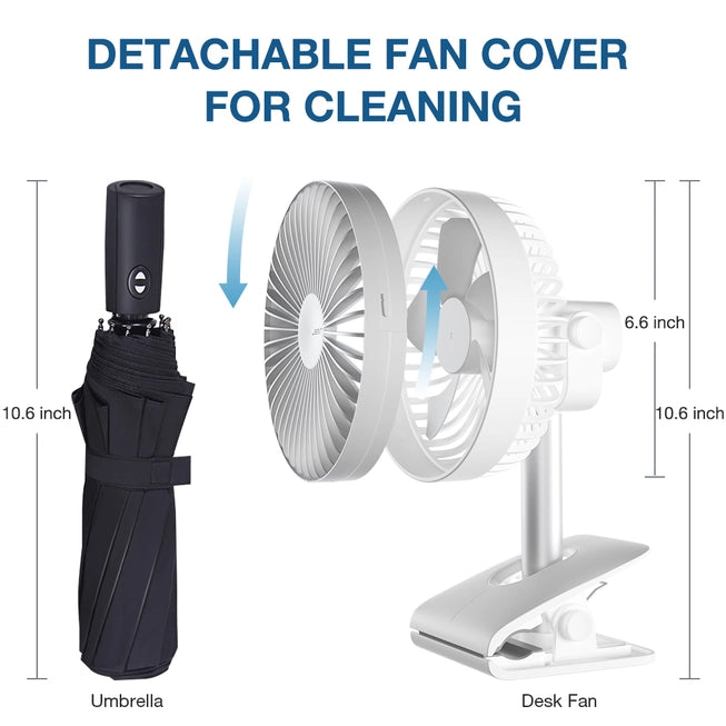 USB Rechargeable 10" Air Clip On Fan