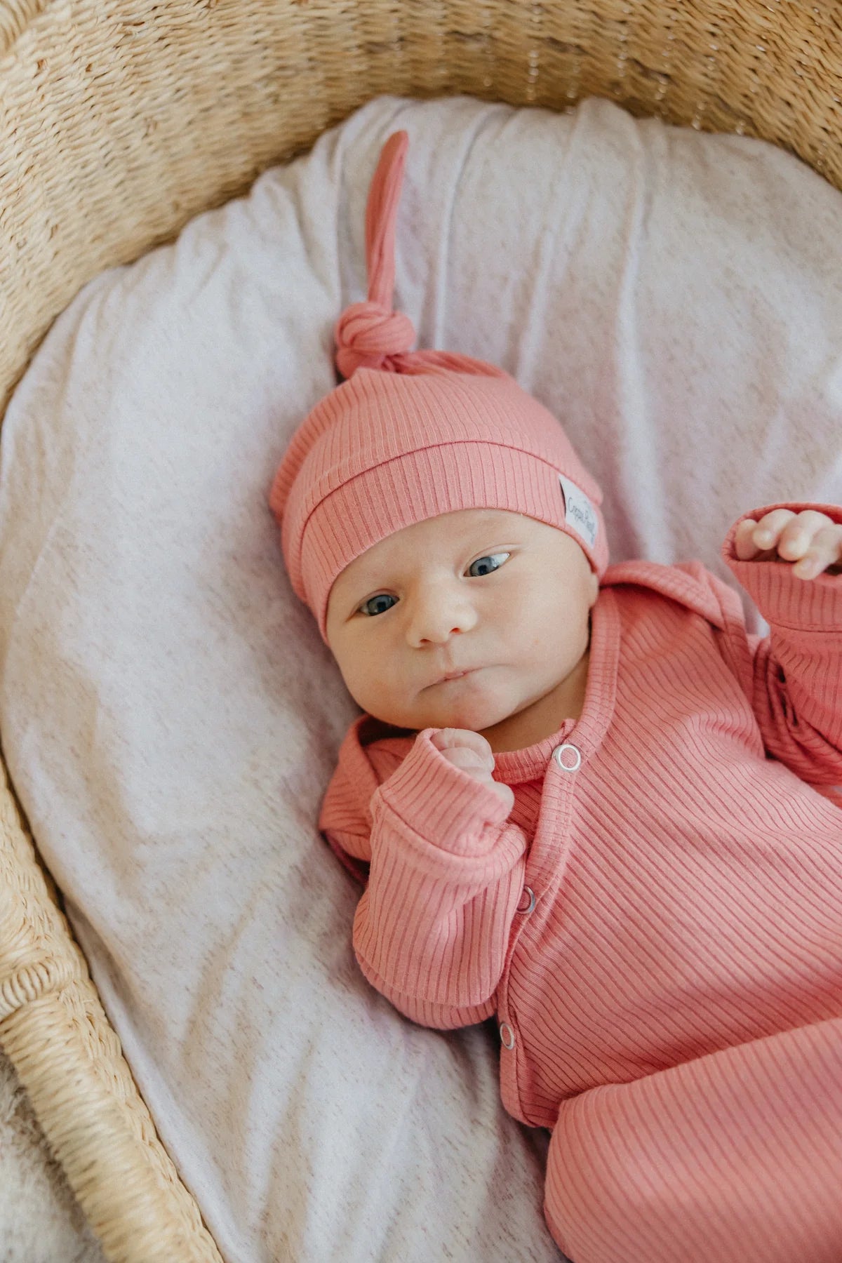 Rosewood Rib Knit Top Knot Hat