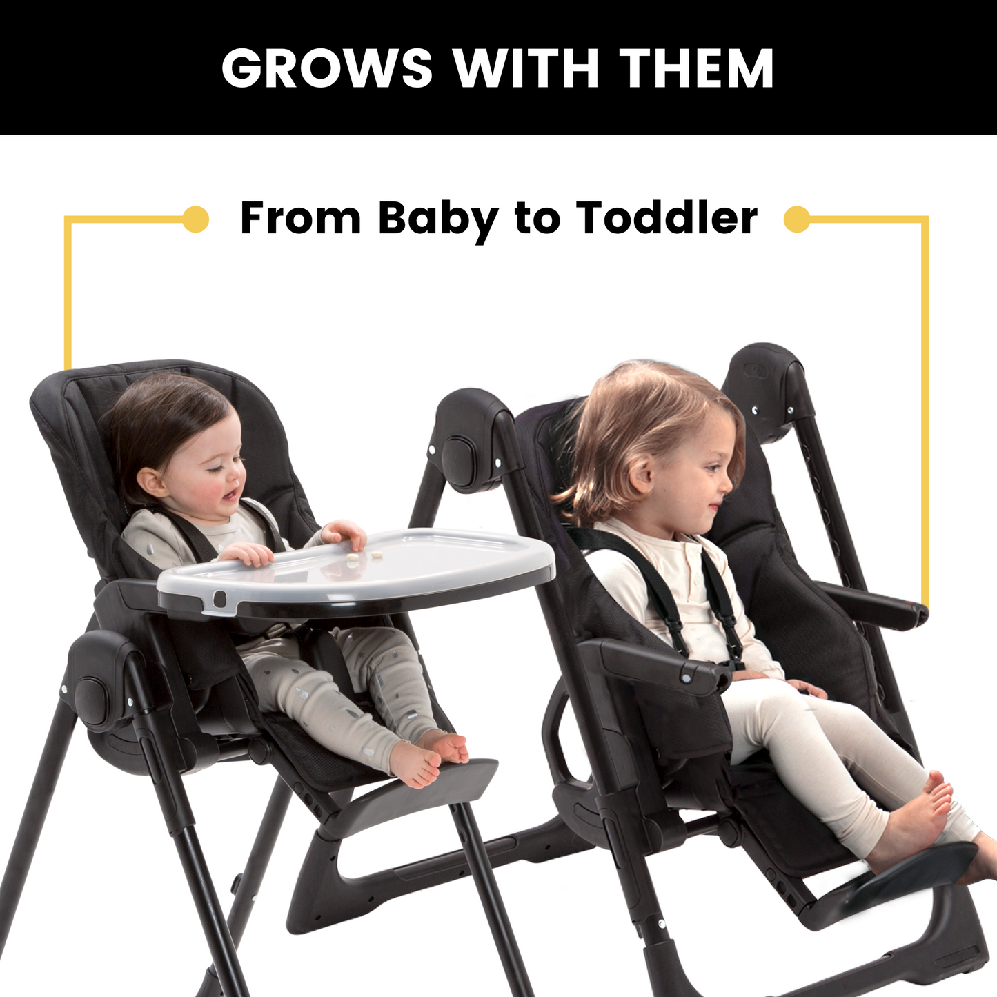 Jeep Classic Convertible 2-in-1 High Chair for Babies and Toddlers