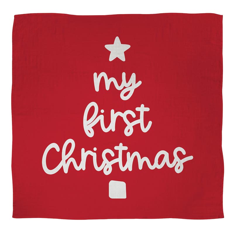 Holiday Swaddle Blanket + Plush Rattle