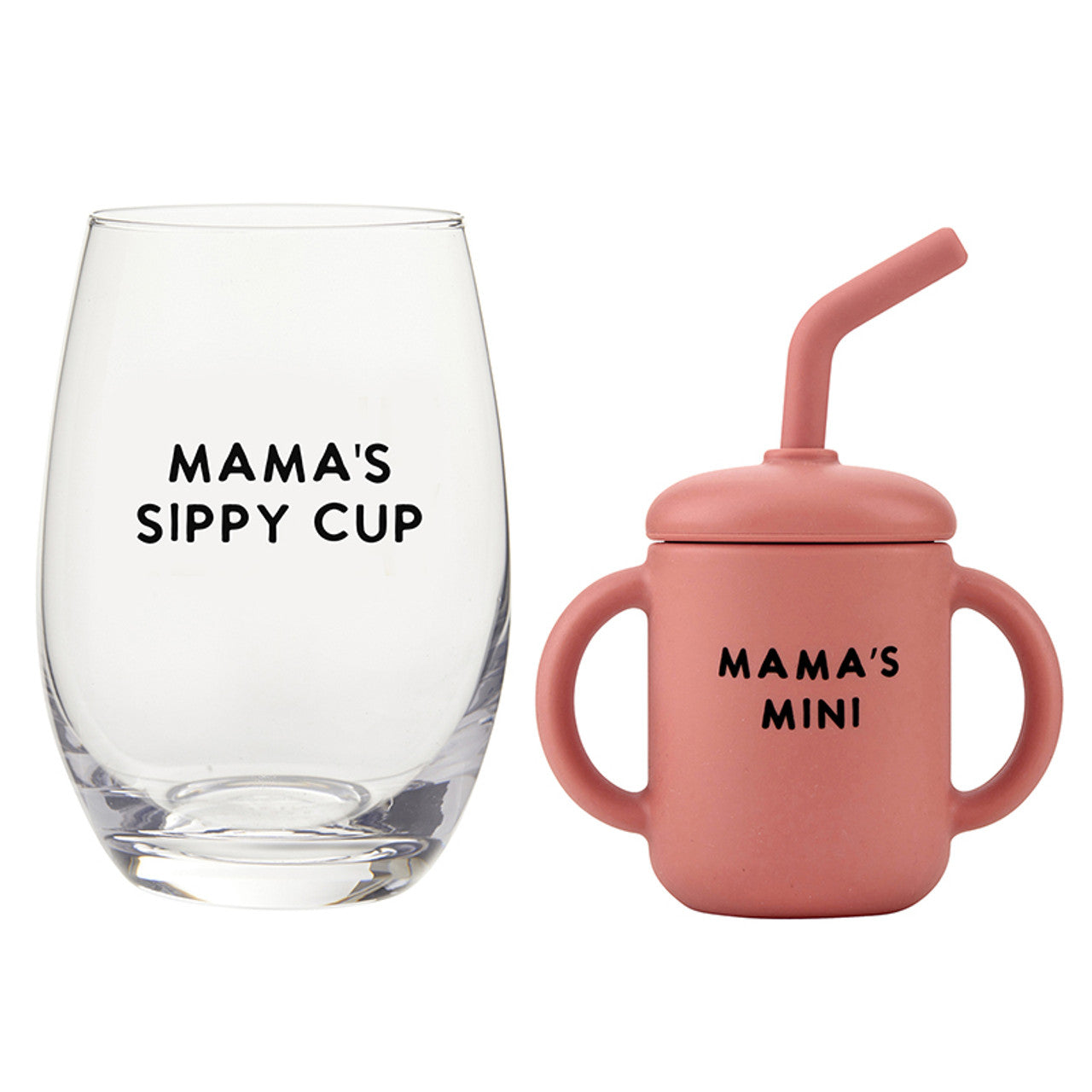 Wine Glass + Sippy Cup Set - Mama + Mini