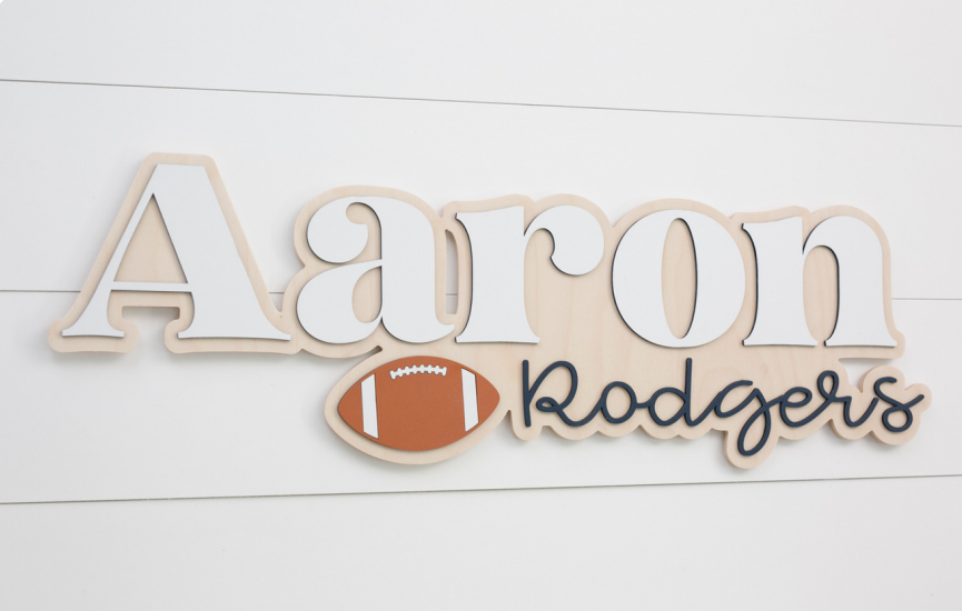 Sugar + Maple Personalized Bubble Wood Sign | Football