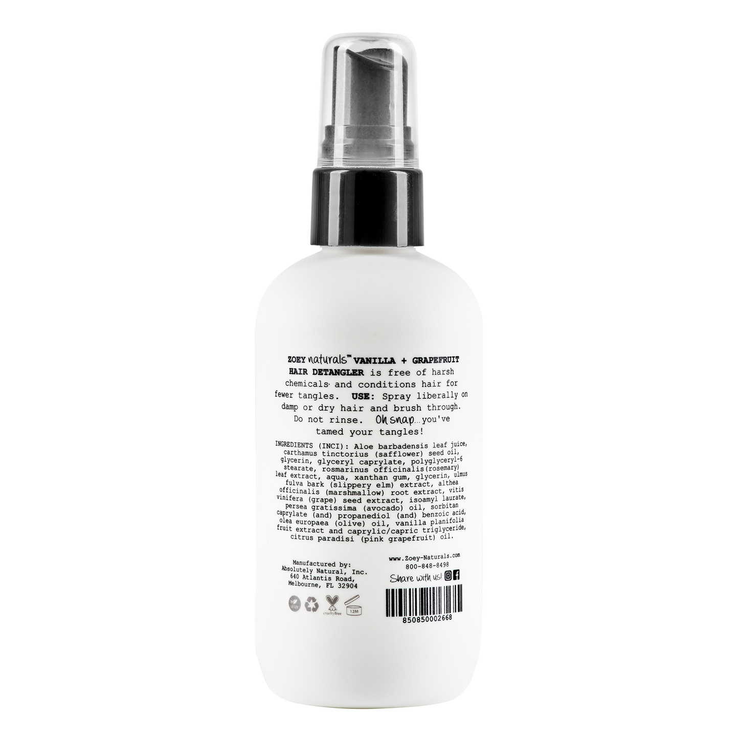 Vanilla + Grapefruit Hair Detangler 4 fl oz