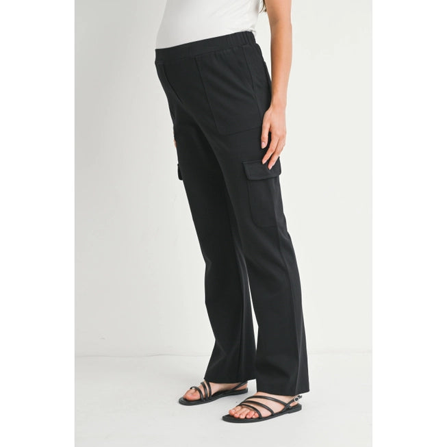 Straight Leg Ponte Knit Maternity Cargo Pants