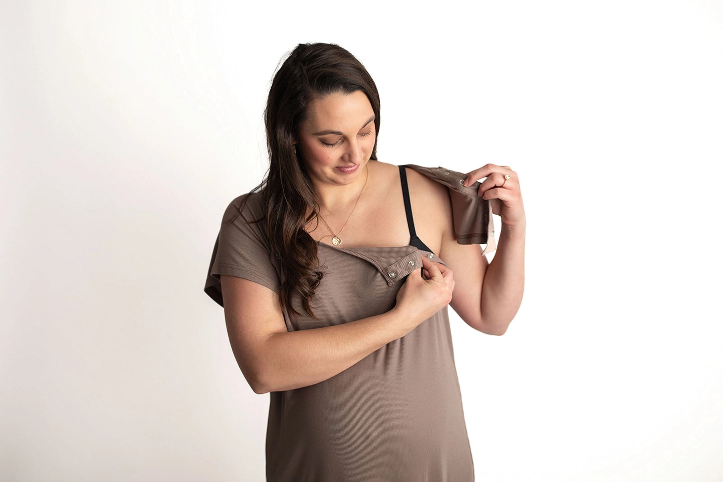 Maternity Mommy Labor & Delivery/ Nursing Gown - Cocoa Brown