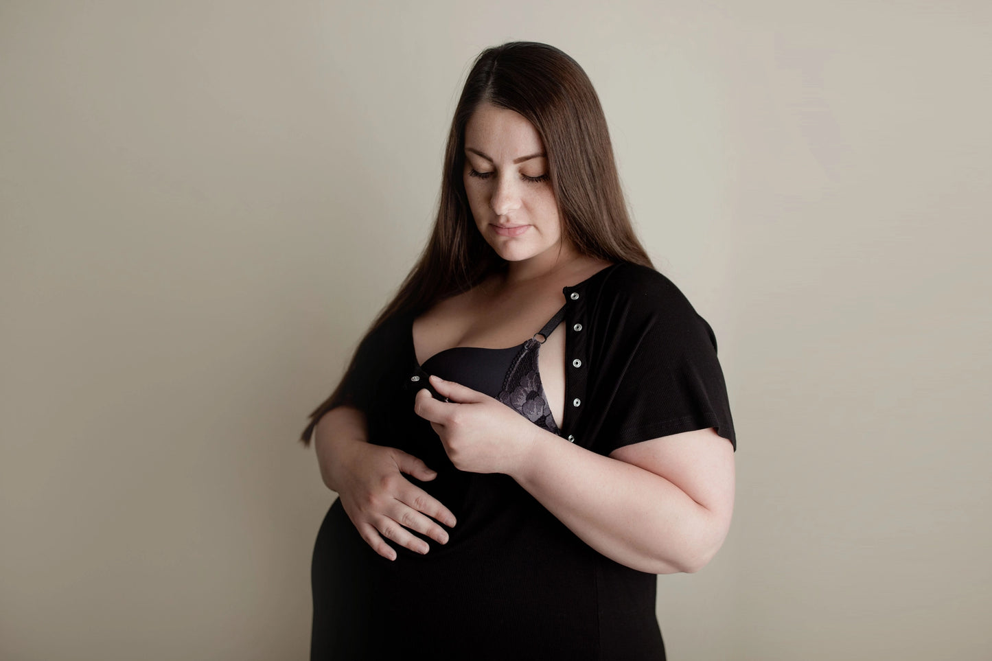 Maternity Mommy Labor and Delivery/ Nursing Gown - Black
