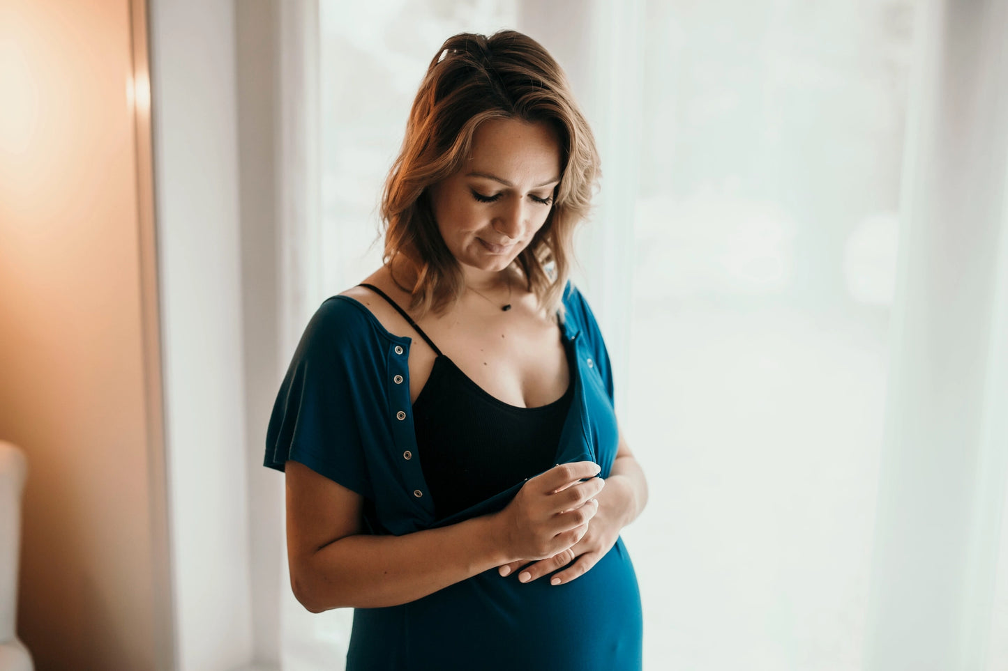 Maternity Mommy Labor and Delivery/ Nursing Gown - Blue
