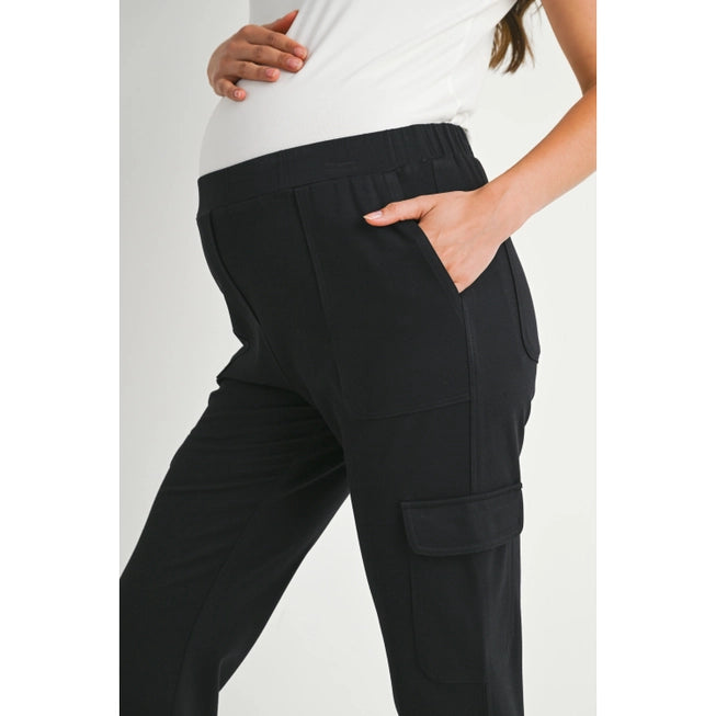 Straight Leg Ponte Knit Maternity Cargo Pants