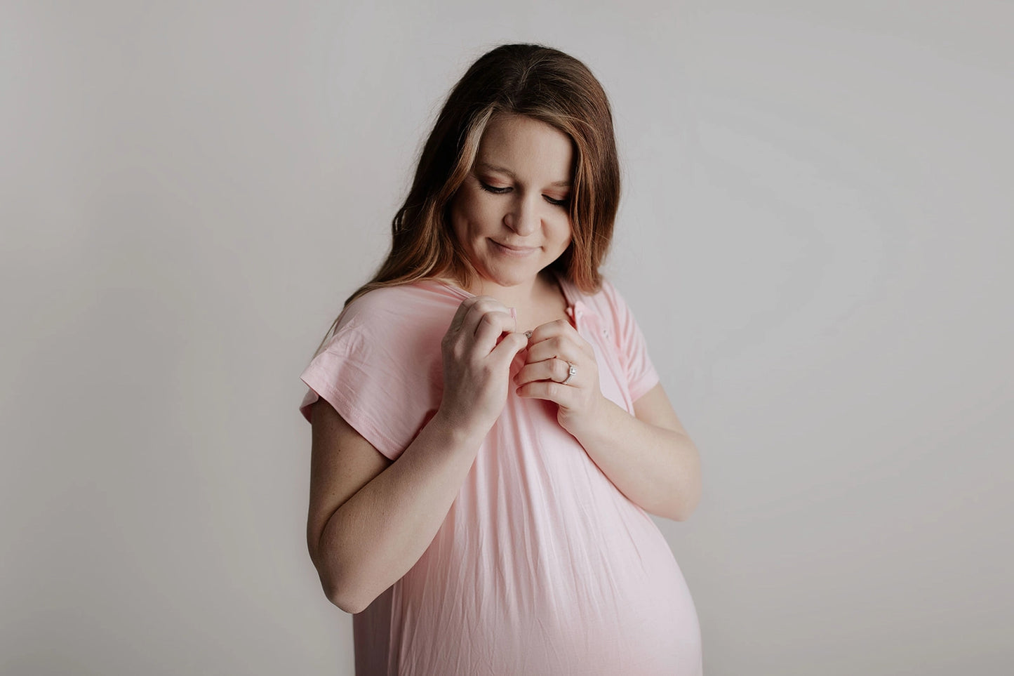 Maternity Mommy Labor and Delivery/ Nursing Gown - Light Pink