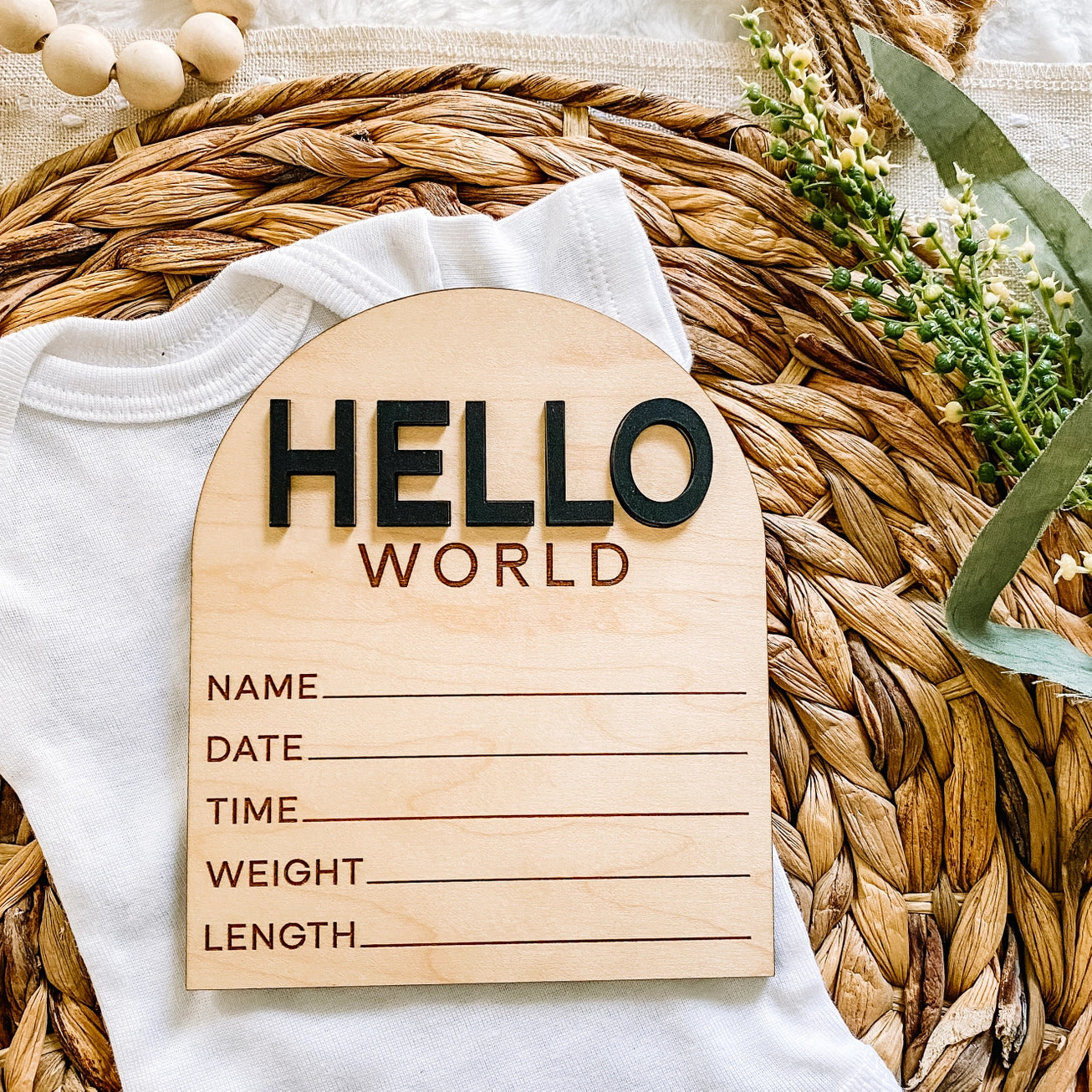 Modern Arch Hello World Birth Stat Sign