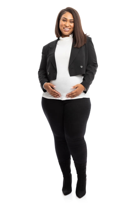 Plus Maternity 28" Butter Skinny w/ Bellyband in Black