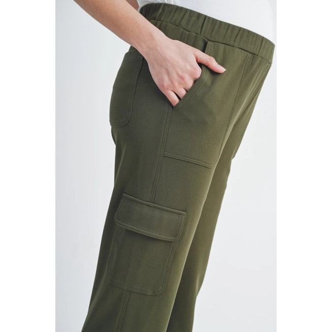 Straight Leg Ponte Knit Maternity Cargo Pants