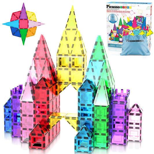 61pc Magnetic Tile Building Set w/ Bag