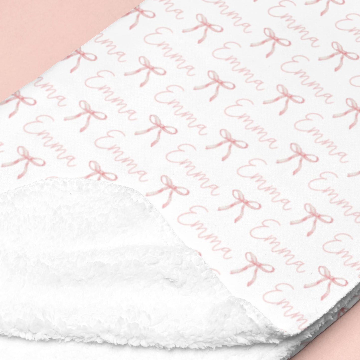Sugar + Maple Sherpa-Lined Personalized Blanket | Ballerina Bows