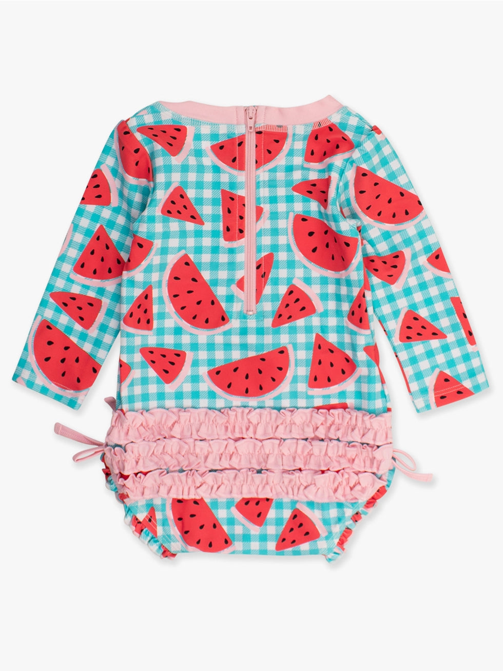 Baby Girls Watermelon Gingham Long Sleeve Rash Guard