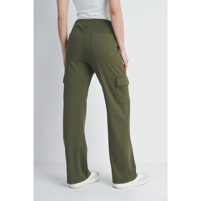 Straight Leg Ponte Knit Maternity Cargo Pants