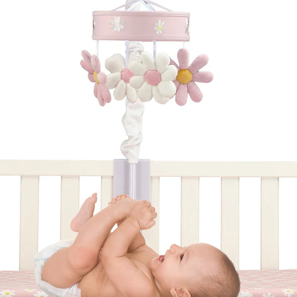 Daisy Dreams Pink/White Musical Baby Crib Mobile Soother Toy
