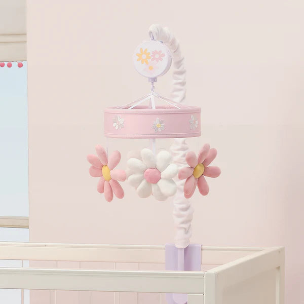 Daisy Dreams Pink/White Musical Baby Crib Mobile Soother Toy