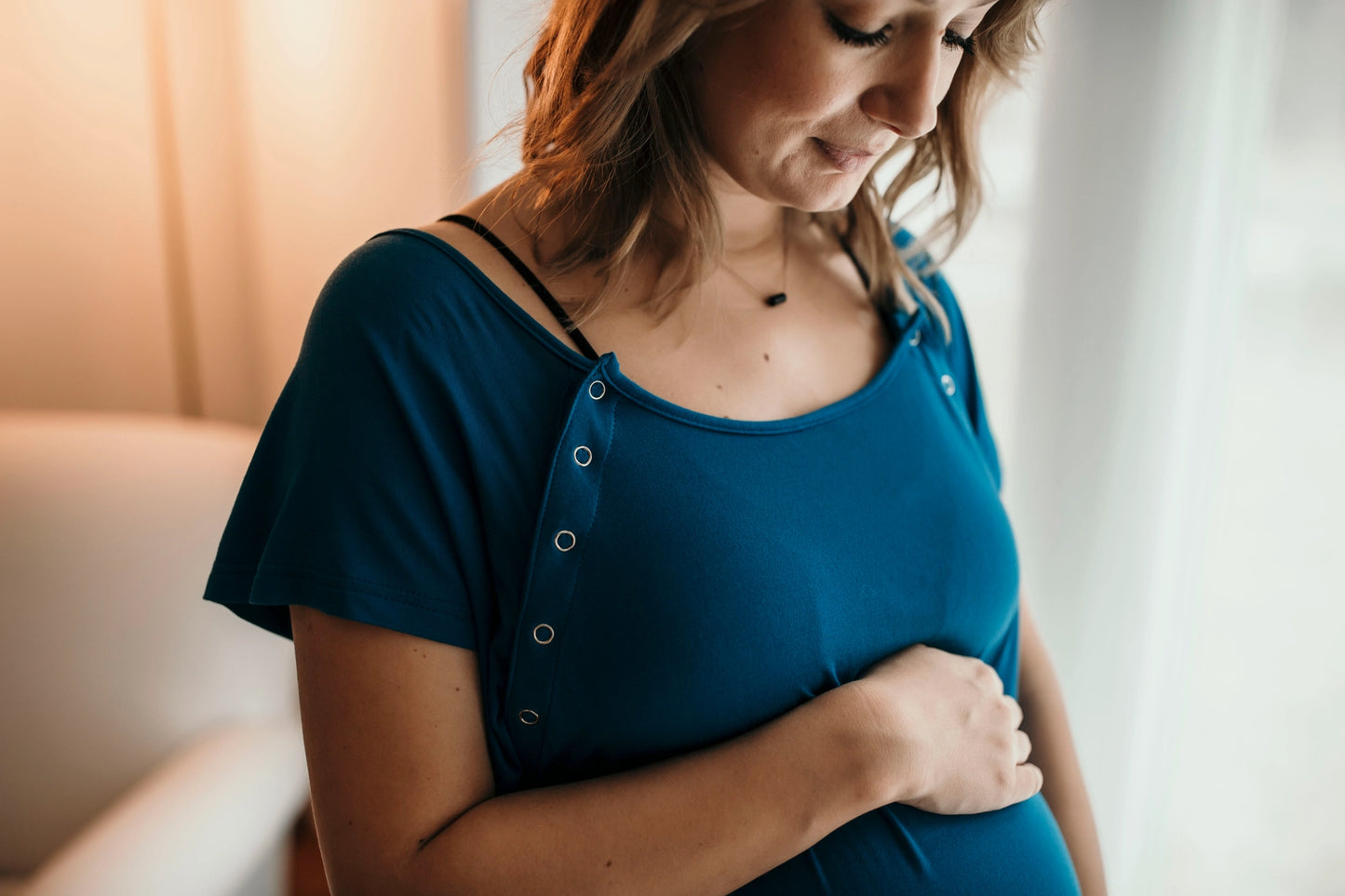 Maternity Mommy Labor and Delivery/ Nursing Gown - Blue