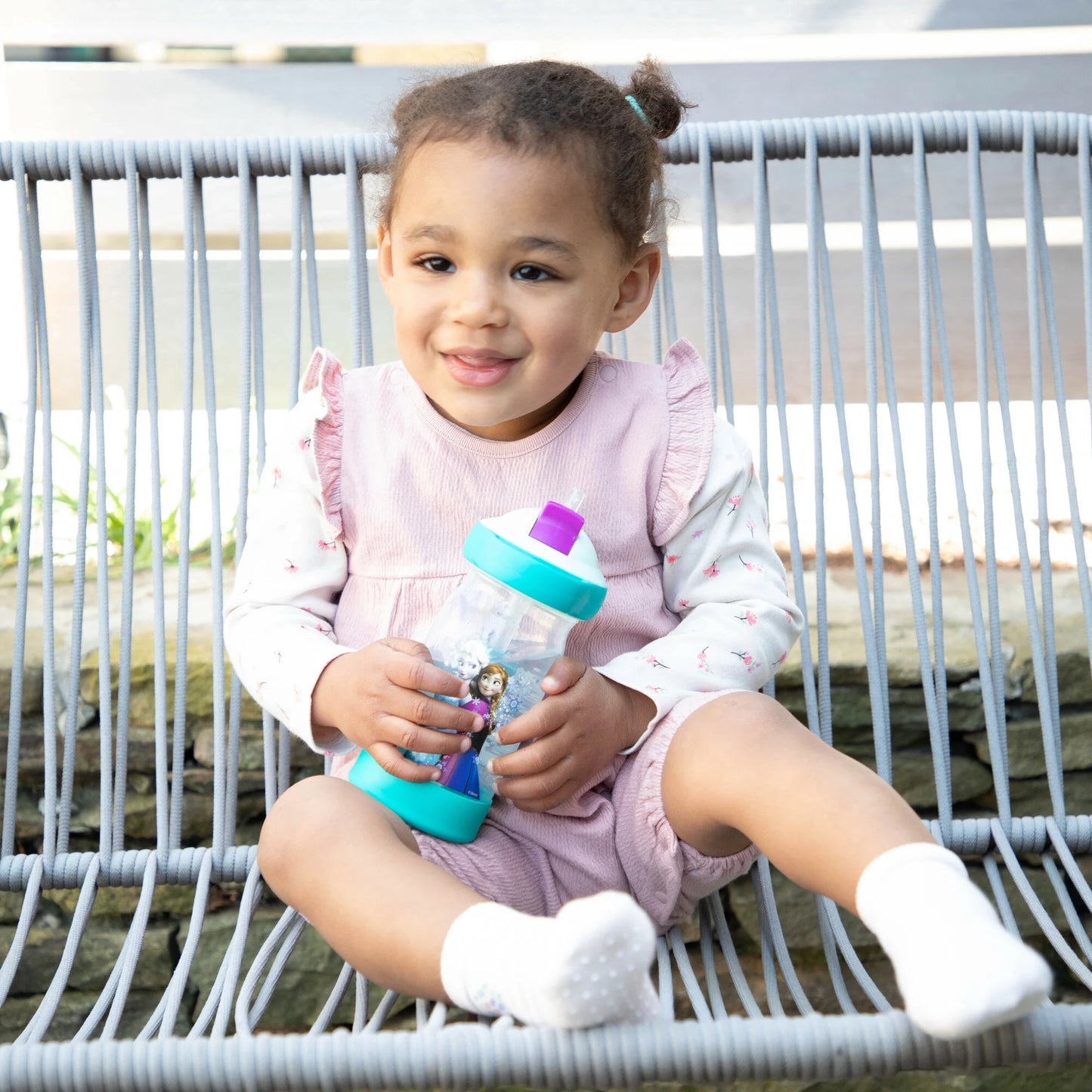 Disney Frozen Sip & See Toddler Water Bottle with Floating Charm 12 Oz