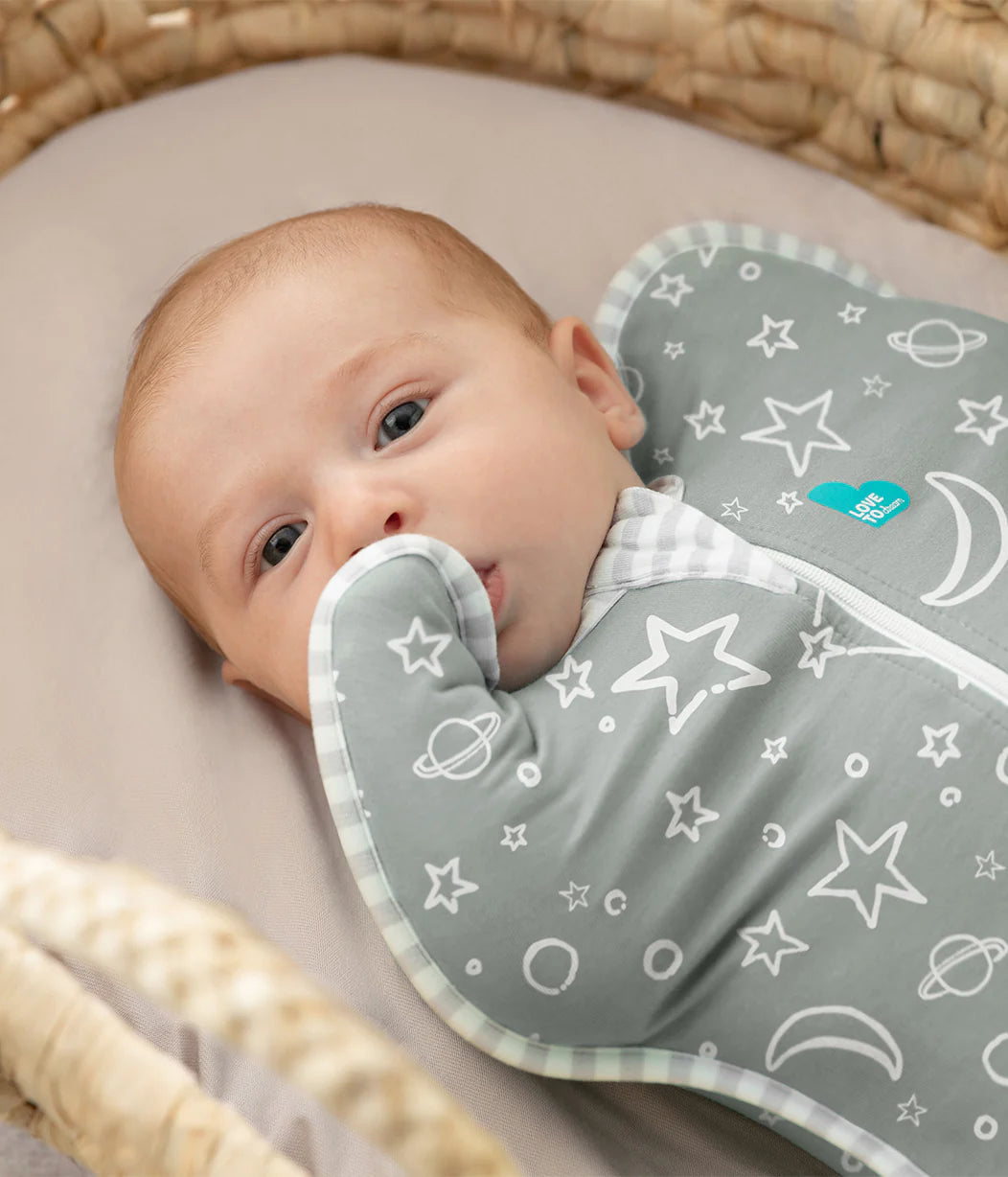 Swaddle Up 1.0 Tog Viscose From Bamboo - Olive Stars & Moon