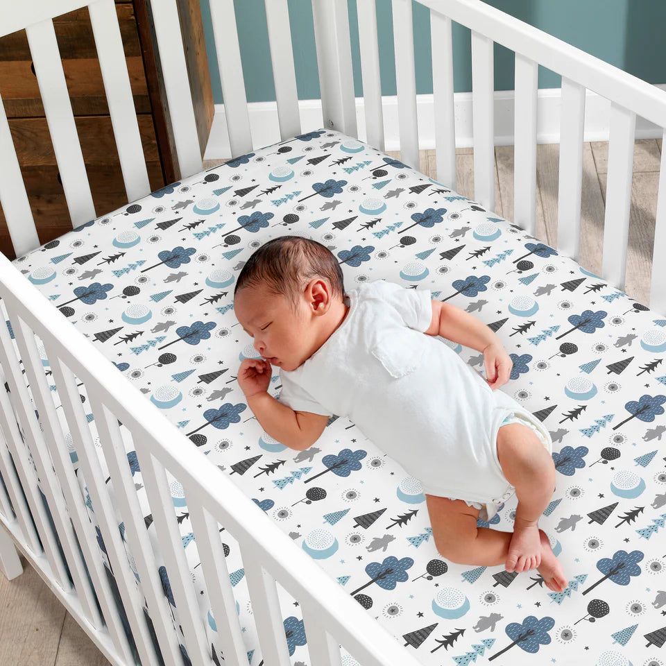 Disney Baby Forever Pooh Blue/Gray 3-Piece Mini Crib Bedding Set
