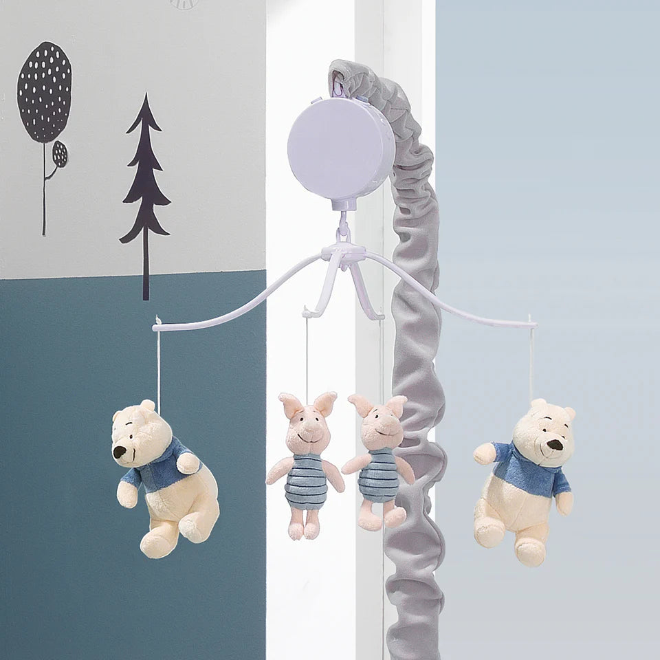 Disney Baby Forever Pooh Gray/Beige Bear Musical Baby Crib Mobile