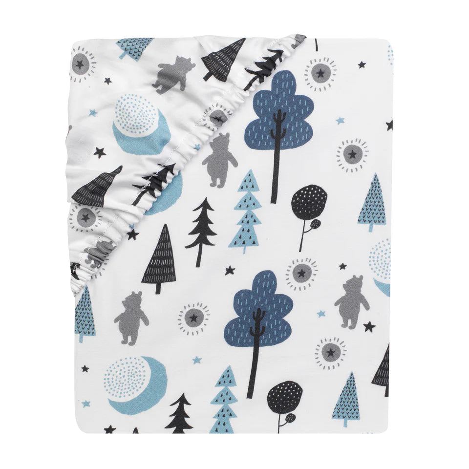 Disney Baby Forever Pooh Blue/Gray 3-Piece Mini Crib Bedding Set